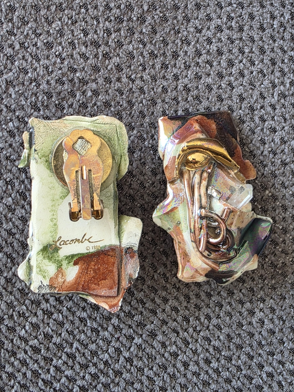 Amy Lacombe Multicolor Iridescent Ceramic Clip-On Earrings